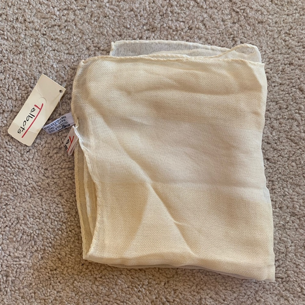Talbots White Stripe Transparent Silk Scarf